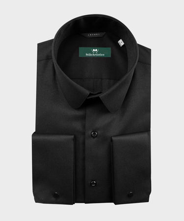 Round Collar Shirt - Shirt | Black Tuxedo Style