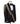Front view of a black jacquard three-piece tuxedo with intricate gold hand-embellishments on the shawl lapel, shoulder, and cuffs, displayed on a mannequin. From BTS Bespoke, handcrafted in Istanbul.