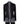 Front view of a black double-breasted tuxedo jacket with extensive silver embellishments, featuring a peak lapel and slim fit design on a mannequin. Back view and close-up showing intricate hand-beading detail.