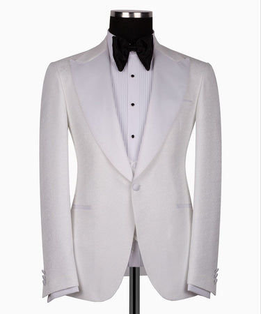White Peak Lapel White Tuxedo - Triple Tuxedo | Black Tuxedo Style