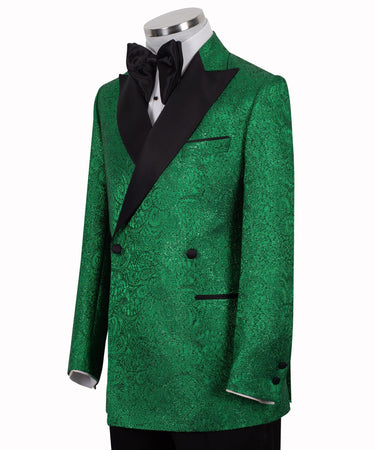 Emerald Green Jacquard Double-Breasted Tuxedo | BTS Bespoke