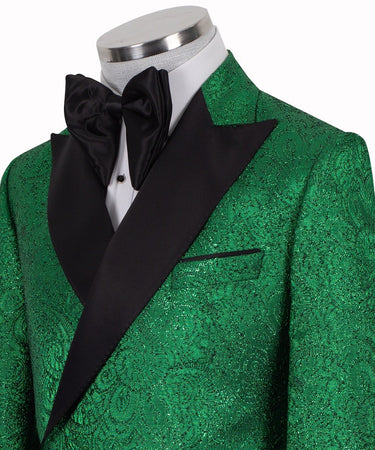 Emerald Green Jacquard Double-Breasted Tuxedo | BTS Bespoke