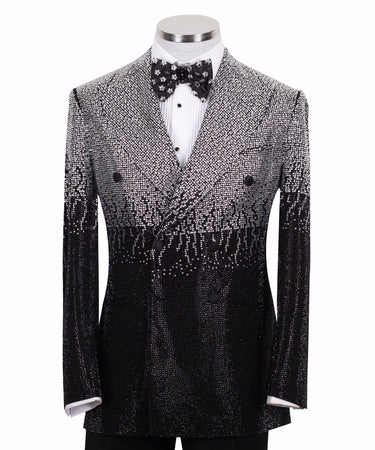 Silver Ombré Crystal-Embellished Double-Breasted Tuxedo | BTS Bespoke
