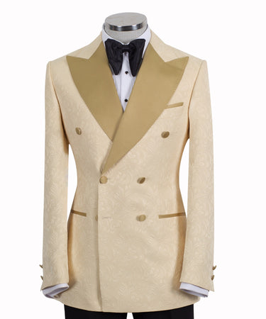 Champagne Jacquard Double-Breasted Tuxedo | BTS Bespoke
