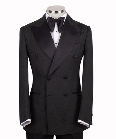 Black Jacquard Double-Breasted Tuxedo | BTS Bespoke