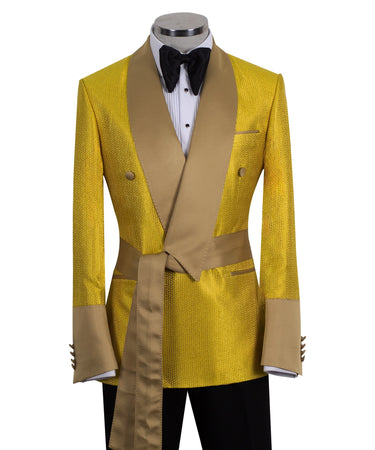 Gold Chevron Jacquard Shawl Lapel Tuxedo | BTS Bespoke