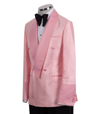 Blush Pink Jacquard Double-Breasted Tuxedo | BTS Bespoke