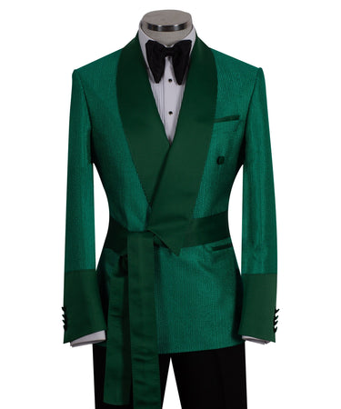 Emerald Jacquard Shawl Lapel Double-Breasted Tuxedo | BTS Bespoke