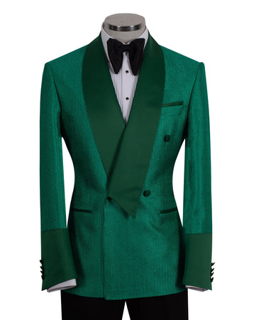 Emerald Jacquard Shawl Lapel Double-Breasted Tuxedo | BTS Bespoke