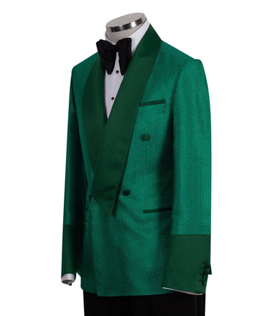 Emerald Jacquard Shawl Lapel Double-Breasted Tuxedo | BTS Bespoke