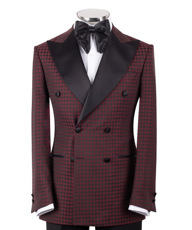 Burgundy Houndstooth Double-Breasted Tuxedo | BTS Bespoke