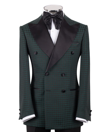 Forest Green Houndstooth Double-Breasted Tuxedo | BTS Bespoke