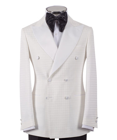 Ivory Houndstooth Jacquard Double-Breasted Tuxedo | BTS Bespoke
