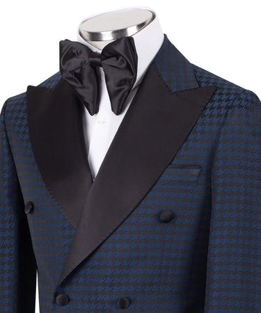 Midnight Blue Houndstooth Double-Breasted Tuxedo | BTS Bespoke