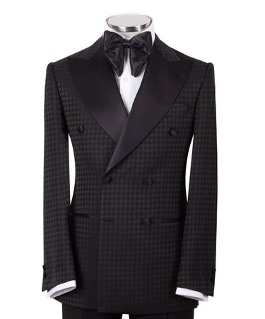 Black Houndstooth Double-Breasted Tuxedo | BTS Bespoke