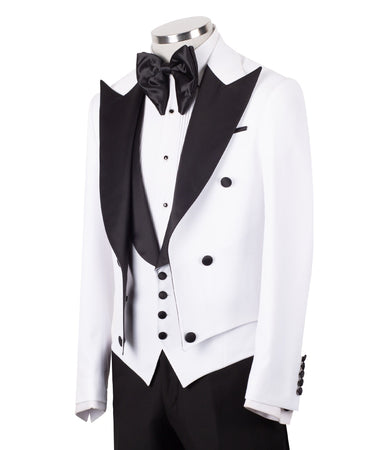 White Contrast Evening Tailcoat Frak Tuxedo | BTS Bespoke