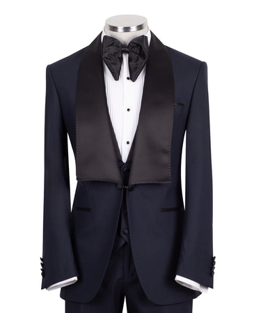 Midnight Navy Virgin Wool Evening Shawl Tuxedo | BTS Bespoke