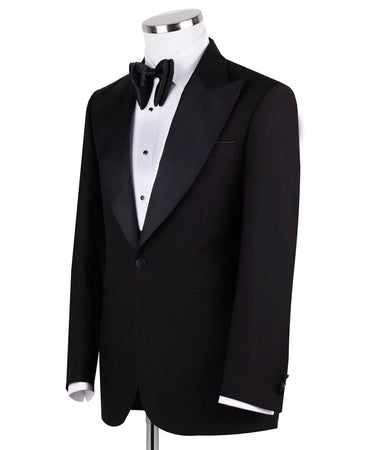 Black Wool Shawl Lapel Three-Piece Tuxedo | BTS Bespoke