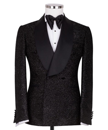 Black Sparkle Double Breasted Tuxedo | BTS Bespoke