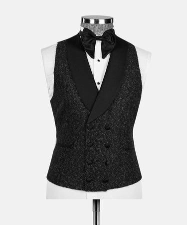 Black Textured Shawl Lapel Three-Piece Tuxedo | BTS Bespoke