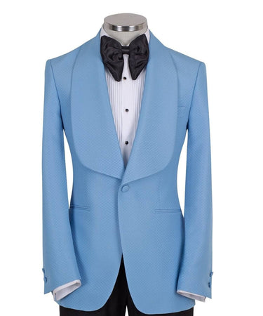 Light Blue Textured Shawl Lapel Tuxedo | BTS Bespoke