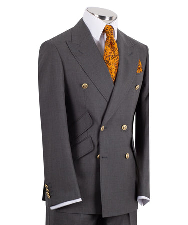 Dark Grey Wool Blend Double Breasted Suit | BTS Bespoke