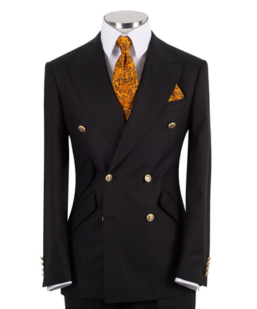 Black Wool Double Breasted Suit | BTS Bespoke