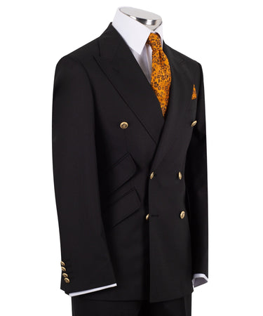 Black Wool Double Breasted Suit | BTS Bespoke