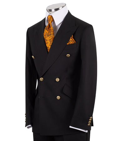Black Wool Double Breasted Suit | BTS Bespoke