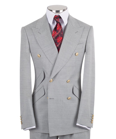 Light Grey Wool Double Breasted Suit | BTS Bespoke