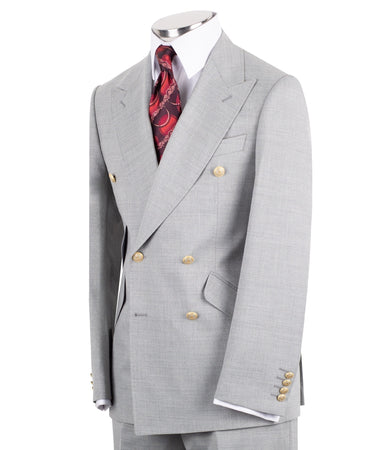 Light Grey Wool Double Breasted Suit | BTS Bespoke