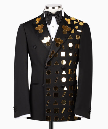 Black Embellished Double Breasted Tuxedo | BTS Bespoke