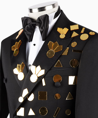 Black Embellished Double Breasted Tuxedo | BTS Bespoke