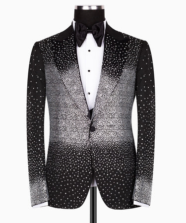 Black Crystal-Adorned Slim Fit Tuxedo | BTS Bespoke