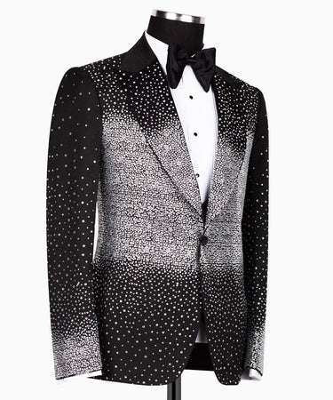 Black Crystal-Adorned Slim Fit Tuxedo | BTS Bespoke