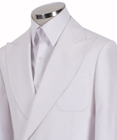 White Wool Blend Double Breasted Suit | BTS Bespoke