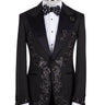 Black Crystal Embellished Tuxedo Jacket