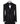 Front view of a black hand-embellished tuxedo with intricate beadwork and sequin patterns, displayed on a mannequin. Features a single-breasted jacket, peak lapel, matching vest, and trousers, embodying luxury bespoke craftsmanship from Istanbul.