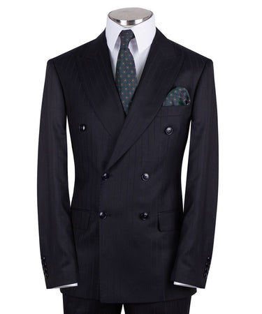 Black wool pinstripe double-breasted suit for men with jacket and trousers