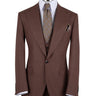 Chocolate brown wool blend three-piece suit for men with jacket, vest, and trousers