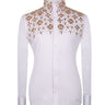 White Shirt with Gold Stone Floral Details - HandCrafted Shirts | Black Tuxedo Style