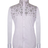 White Shirt with Silver Stone Floral Details - HandCrafted Shirts | Black Tuxedo Style