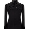 Black Shirt with Black Stone Floral Details - HandCrafted Shirts | Black Tuxedo Style