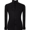 Black Shirt with Black Stone Floral Details - HandCrafted Shirts | Black Tuxedo Style