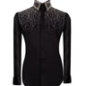 Black Shirt with Flowing Water Pattern and Stone Details - HandCrafted Shirts | Black Tuxedo Style