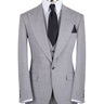Light grey wool blend three-piece suit for men with jacket, vest, and trousers