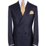 Navy blue wool pinstripe double-breasted suit for men with jacket and trousers