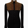 Elegant Black Shirt with Geometric Pattern and Stone Gold Details - HandCrafted Shirts | Black Tuxedo Style
