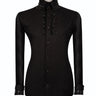 Black Shirt with Black Stone Vertical Stripe Details - HandCrafted Shirts | Black Tuxedo Style