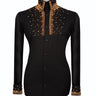 Black Shirt with Gold Stone Vertical Stripe Details - HandCrafted Shirts | Black Tuxedo Style